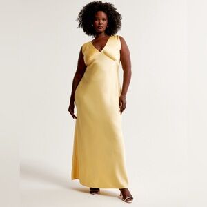 A&F Yellow Satin Maxi Dress